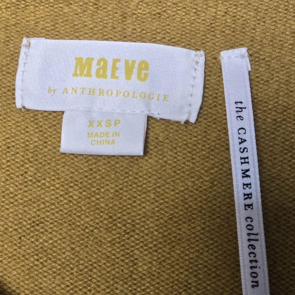 Anthropologie Maeve Cashmere Zebra Sweater Mustard Yellow Preppy XXSP - Picture 8 of 10